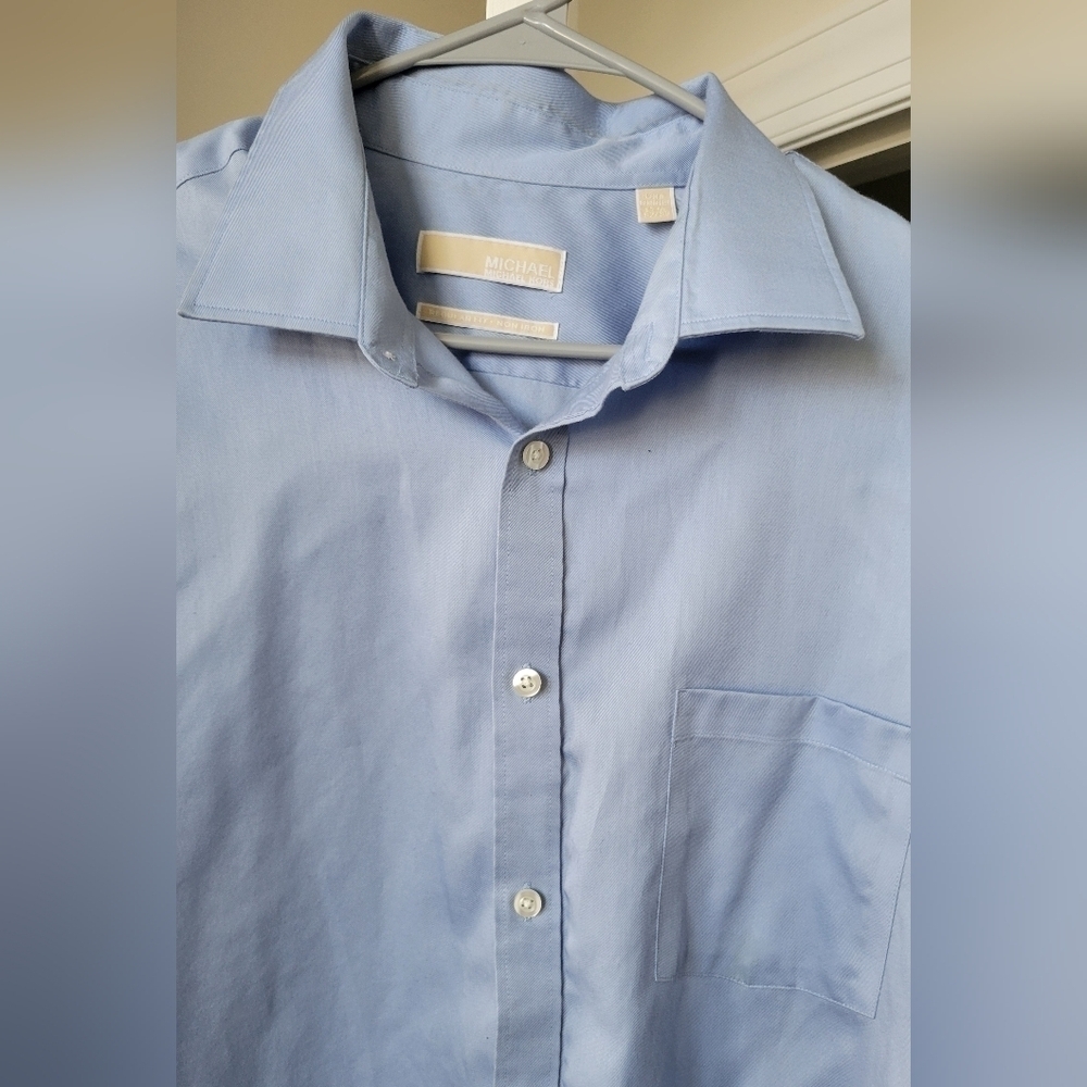 Michael Kors Regular Fit Long Sleeve Button Down Light Blue Shirt Size- 17.5 - Picture 6 of 9